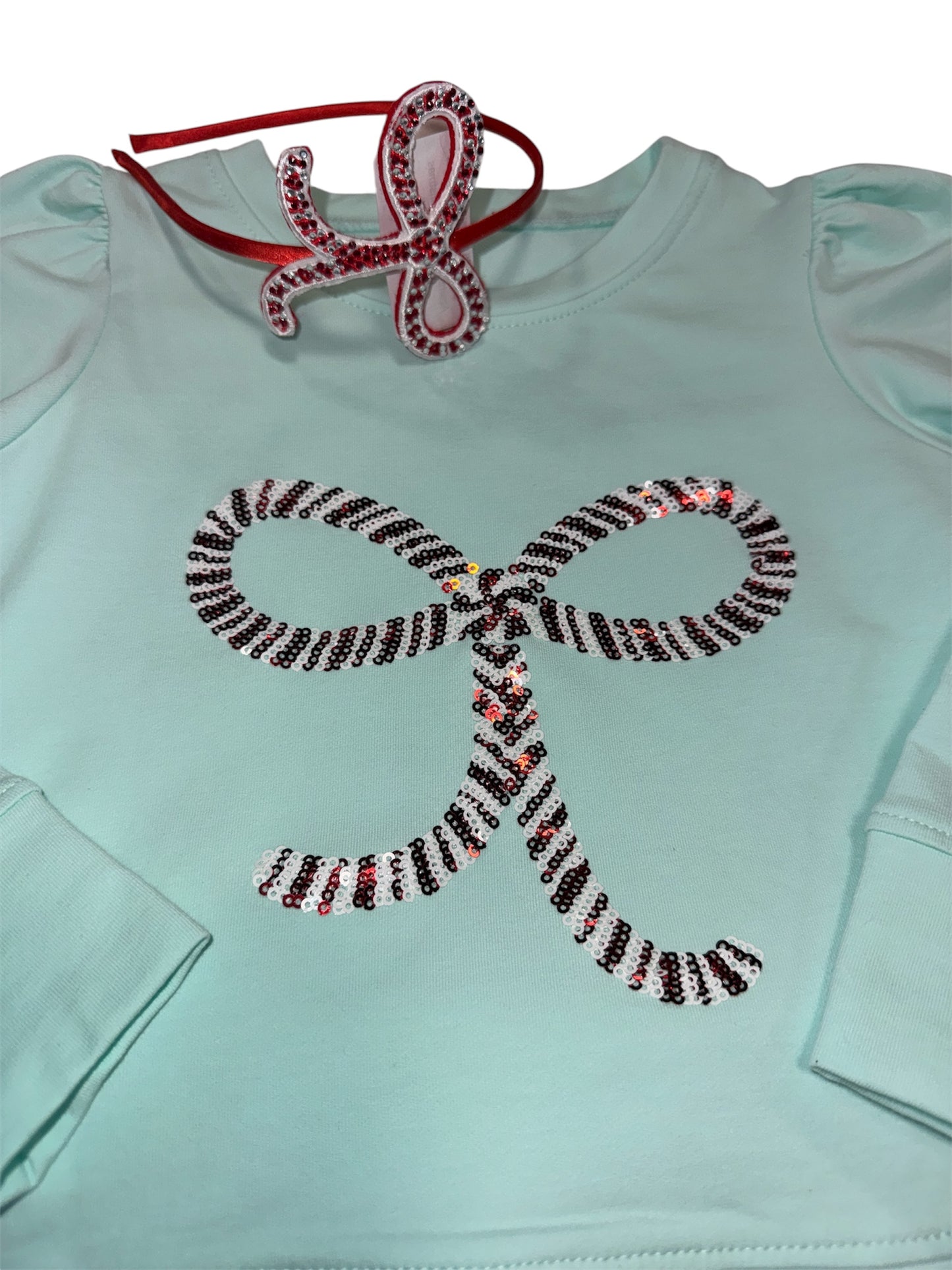 Azarhia Candy Cane Bow in Sequin