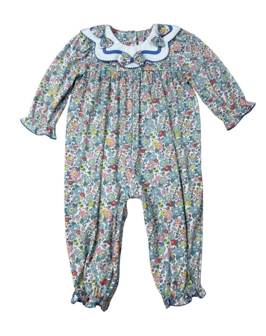 Delaney Fall Floral Scallop Collar Romper