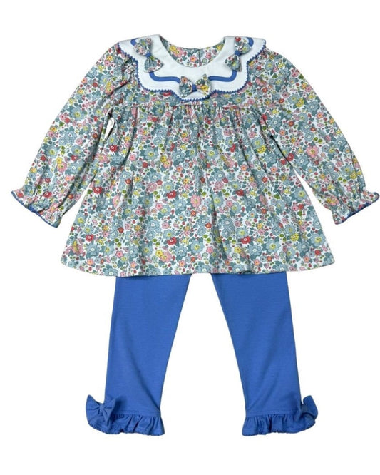 Delaney Fall Floral Scallop Collar Legging Set