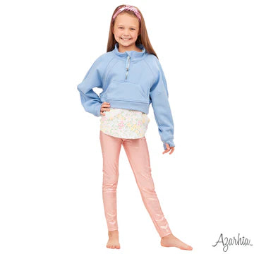 Azarhia Oversized Cropped 1/4 Zip Sweatshirt Lt Blue