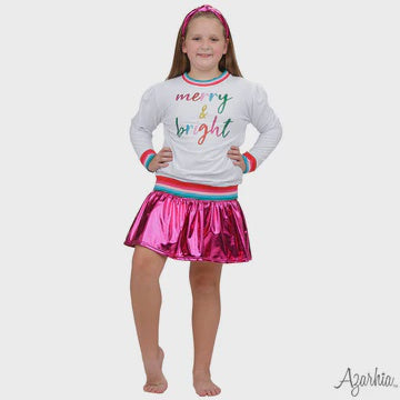 Azarhia Hot Pink Metallic Gathered Skort