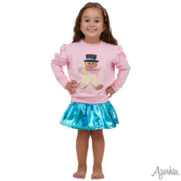 Azarhia Turquoise Metallic Gathered Skort