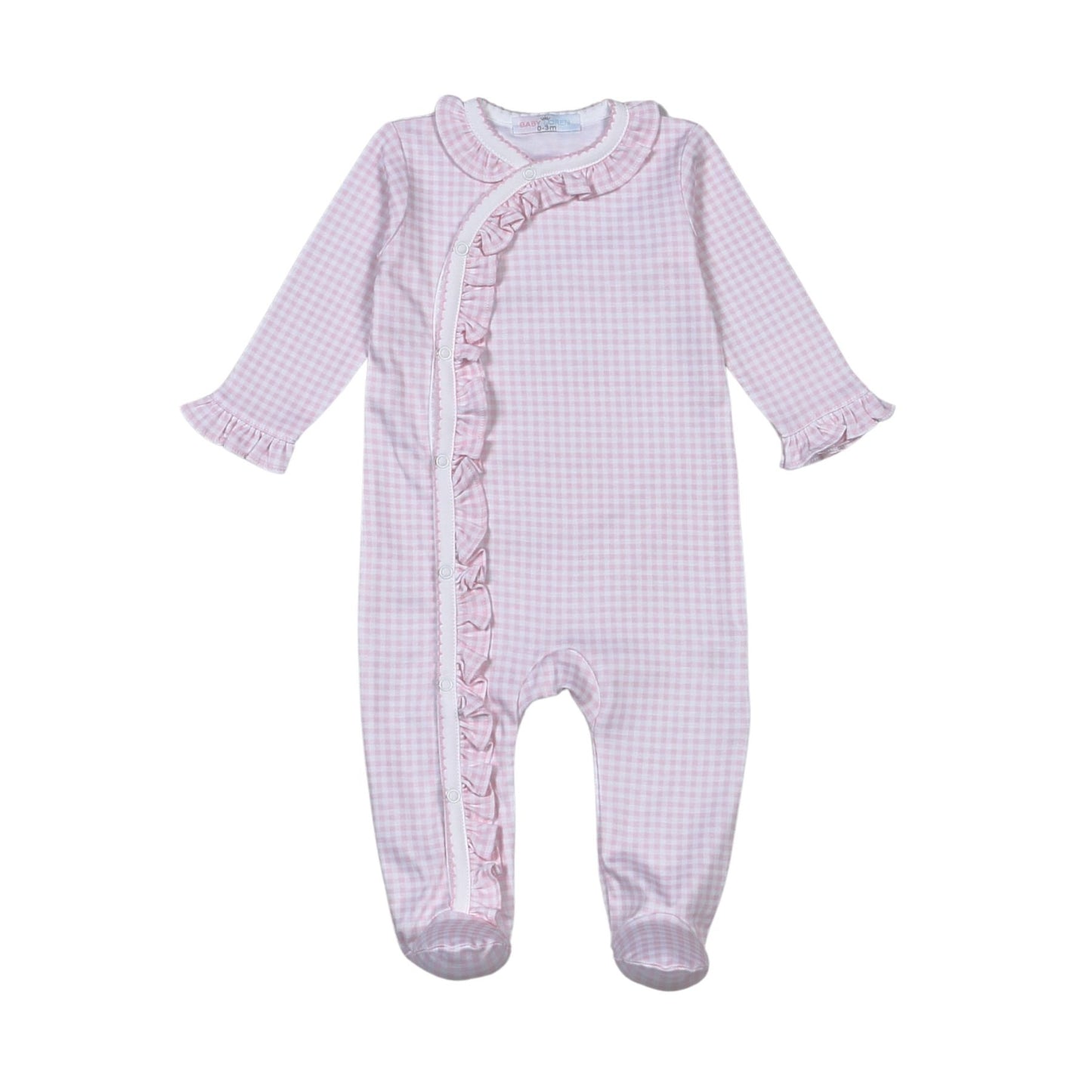 Baby Loren Pink Gingham Snap Footie