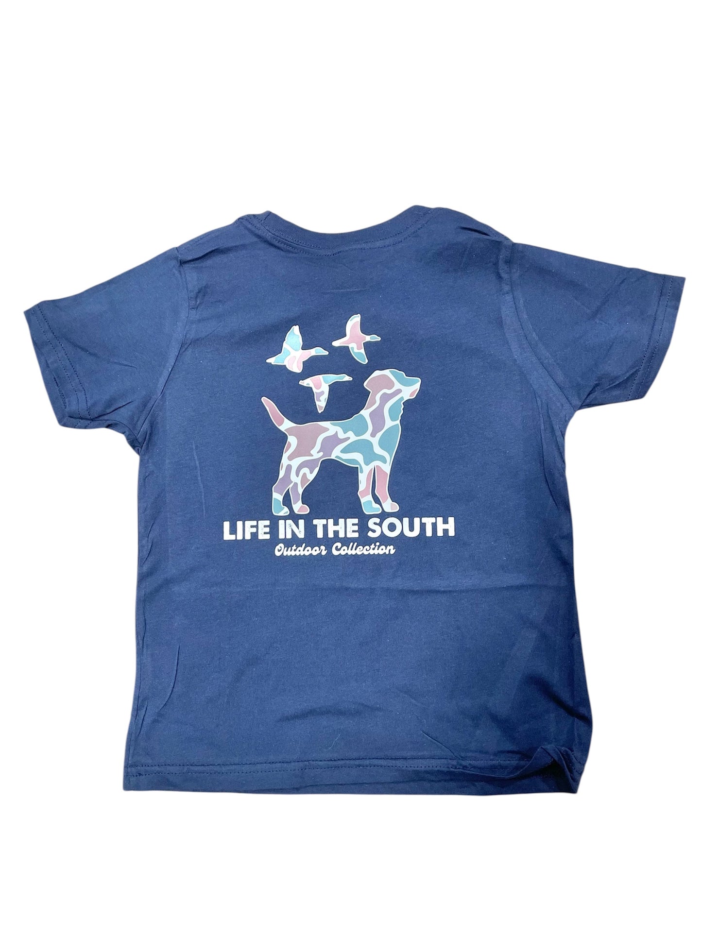 Life in the South Camo Dog T shirt - Navy