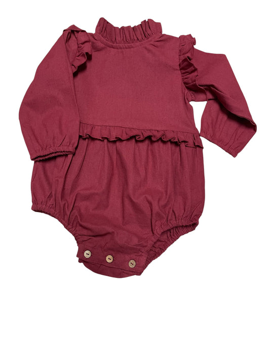 Yo Baby Cotton Woven Romper - Wine