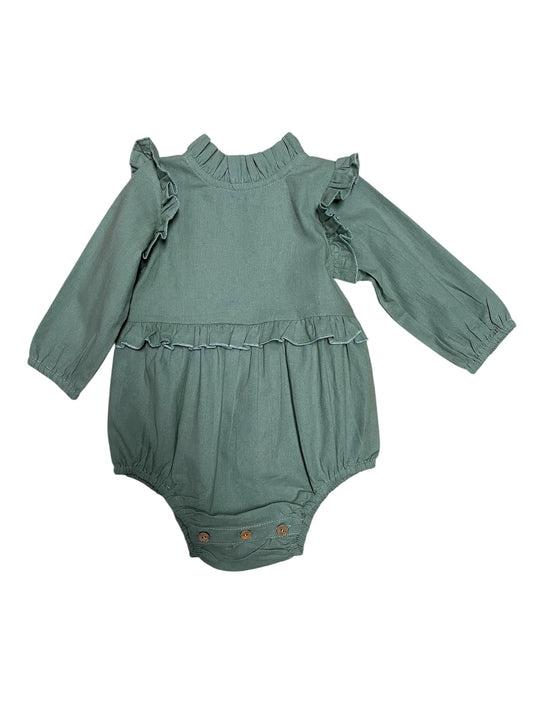 Yo Baby Cotton Woven Romper -  Sage