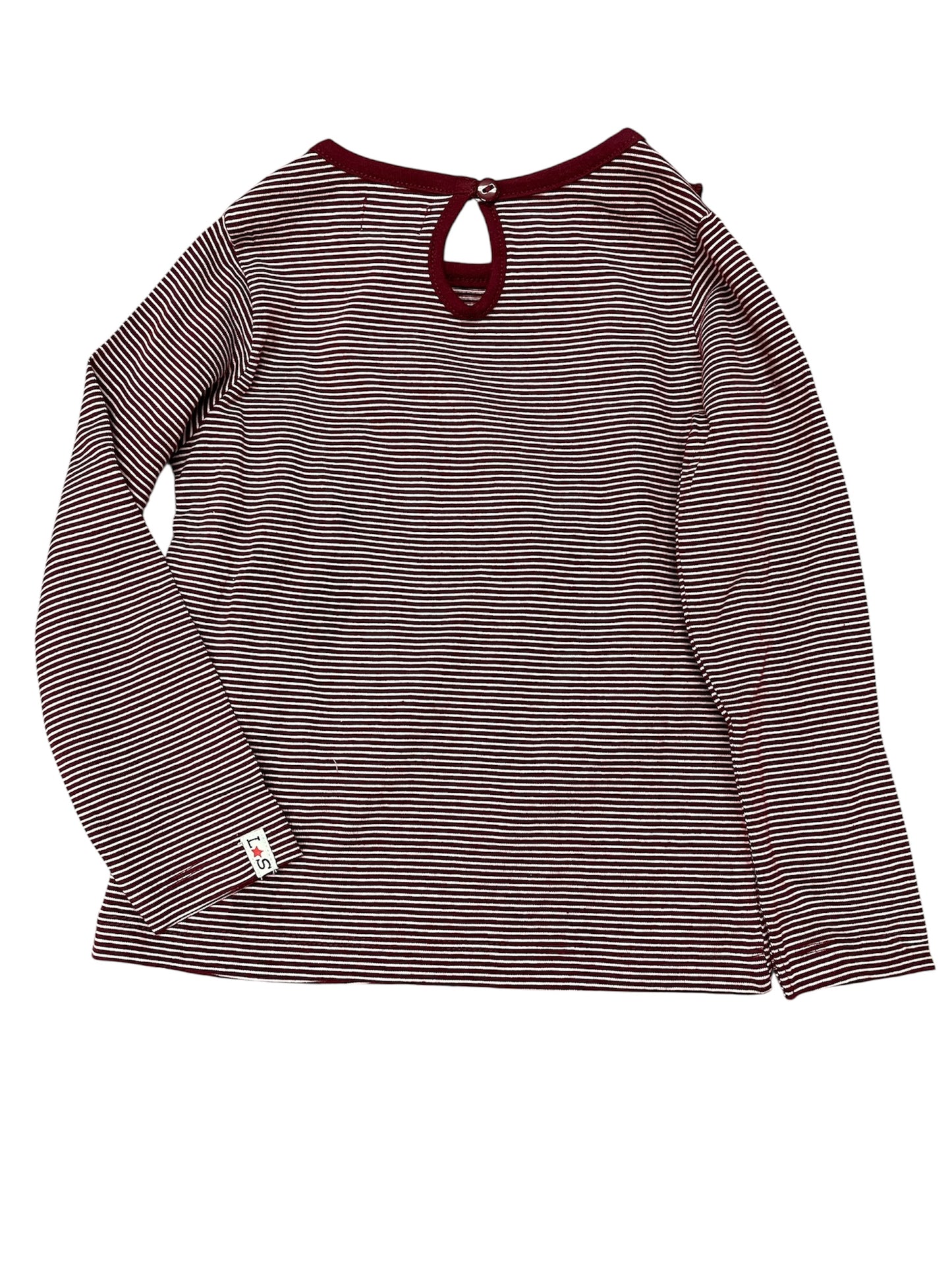 Lilly & Sid Maroon L/S Ruffle Neck Shirt