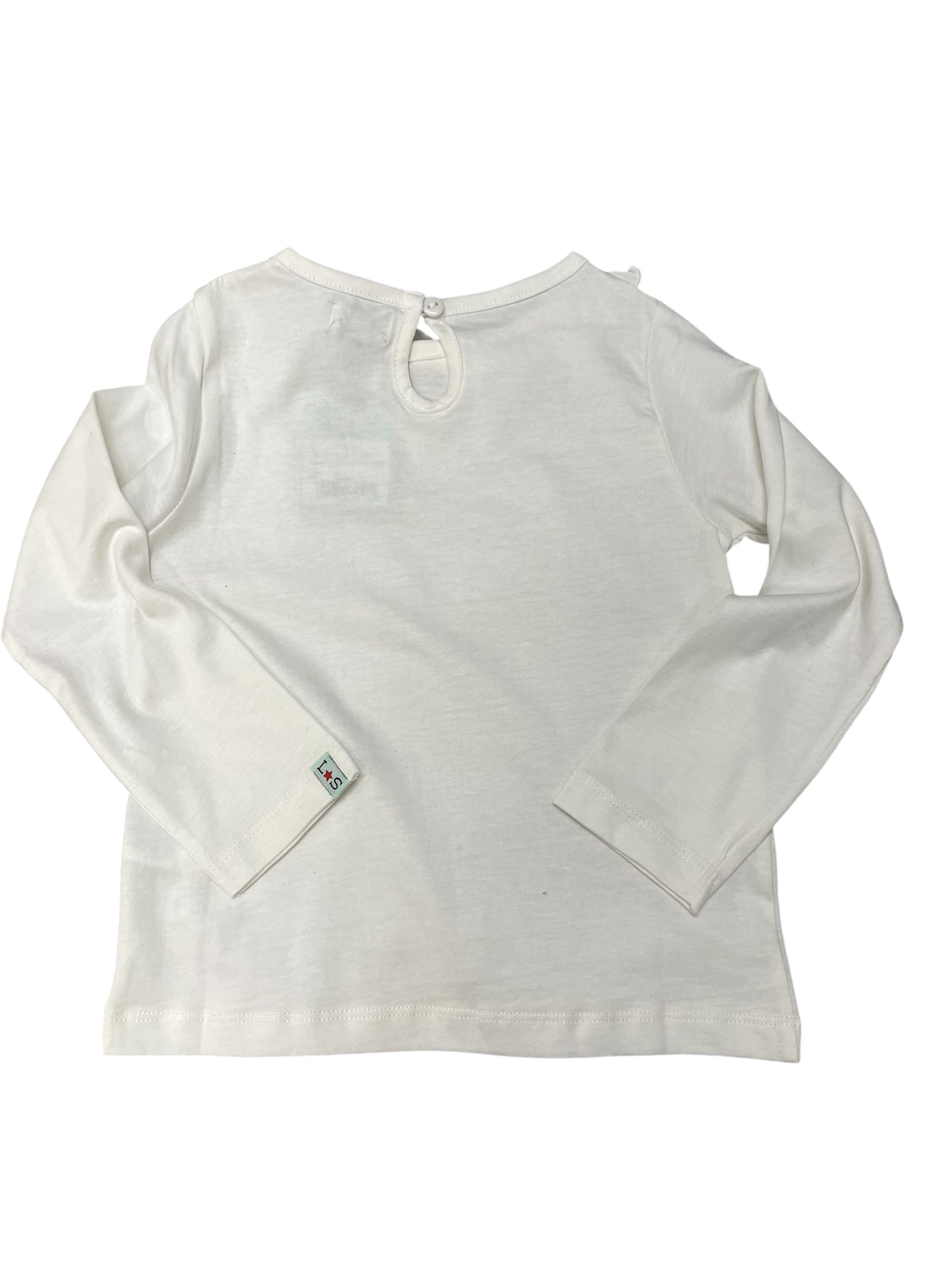Lilly + Sid White L/S Ruffle Neck Shirt