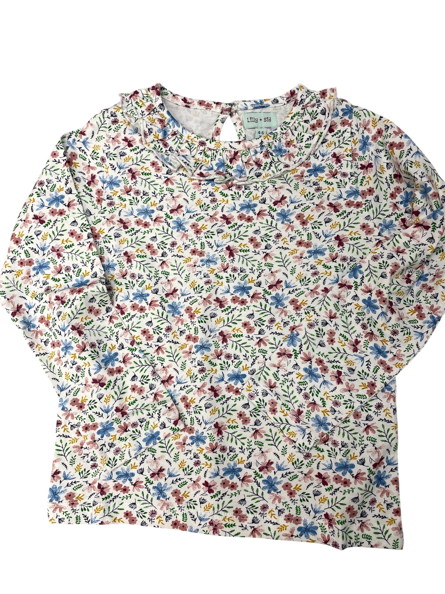 Lilly + Sid Floral Ruffle Neck L/S Shirt