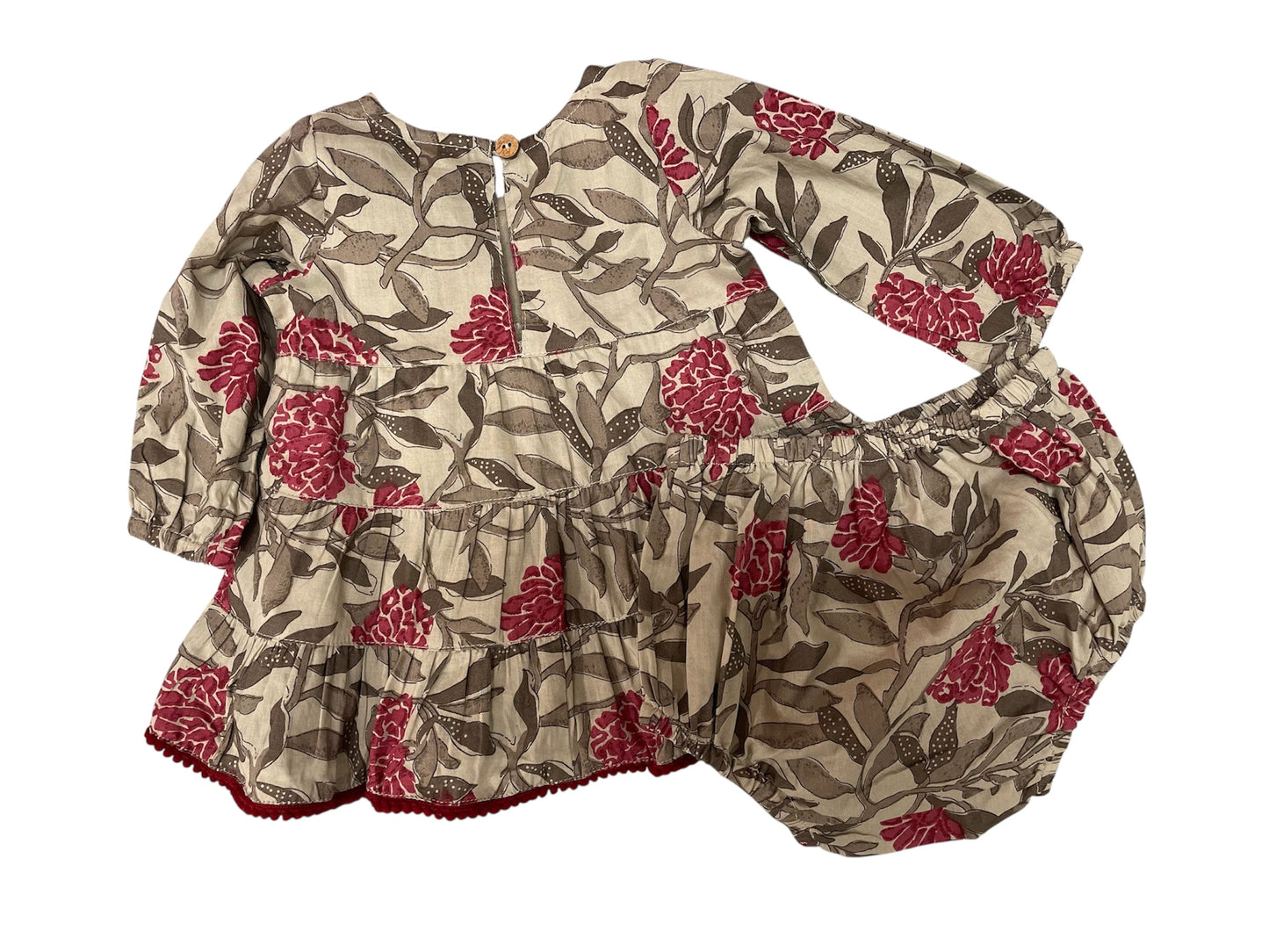 Yo Baby Maroon Floral 2 Pc Dress Set