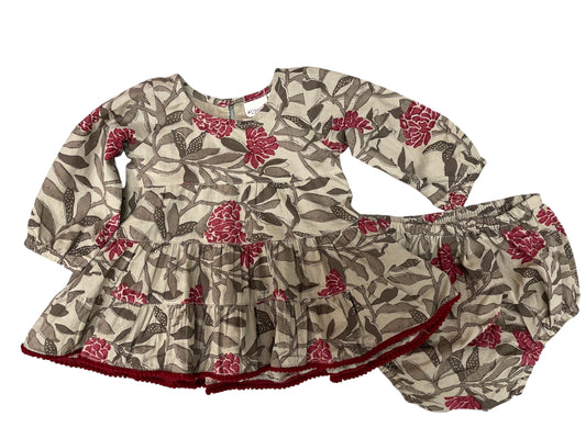 Yo Baby Maroon Floral 2 Pc Dress Set
