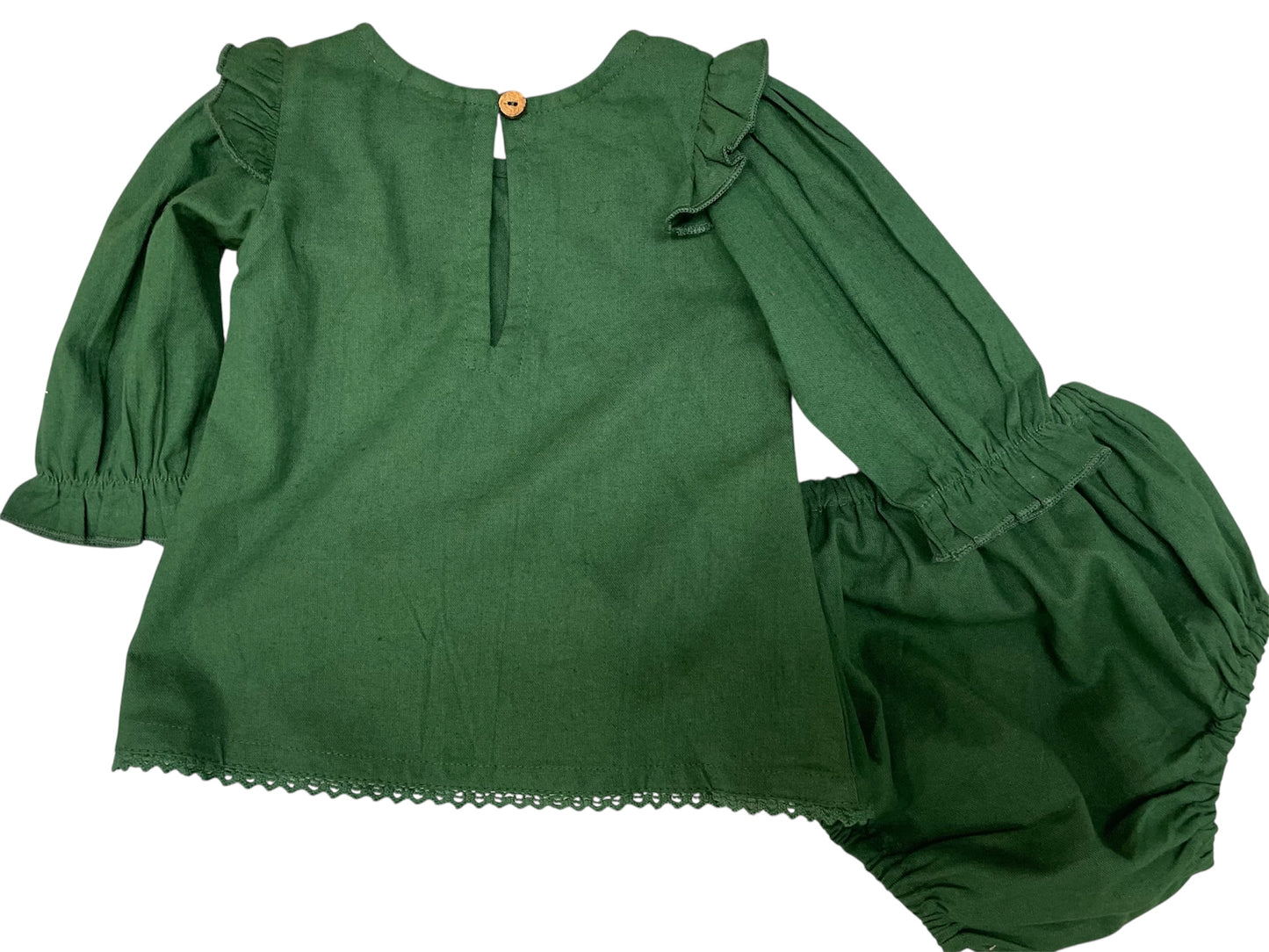 Yo Baby Ruffle Shoulder 2 Pc Forrest Green Dress