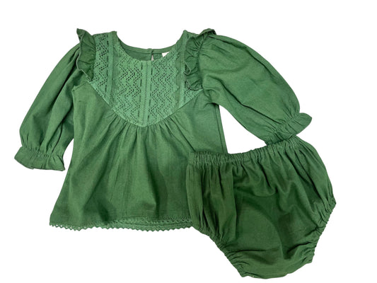 Yo Baby Ruffle Shoulder 2 Pc Forrest Green Dress