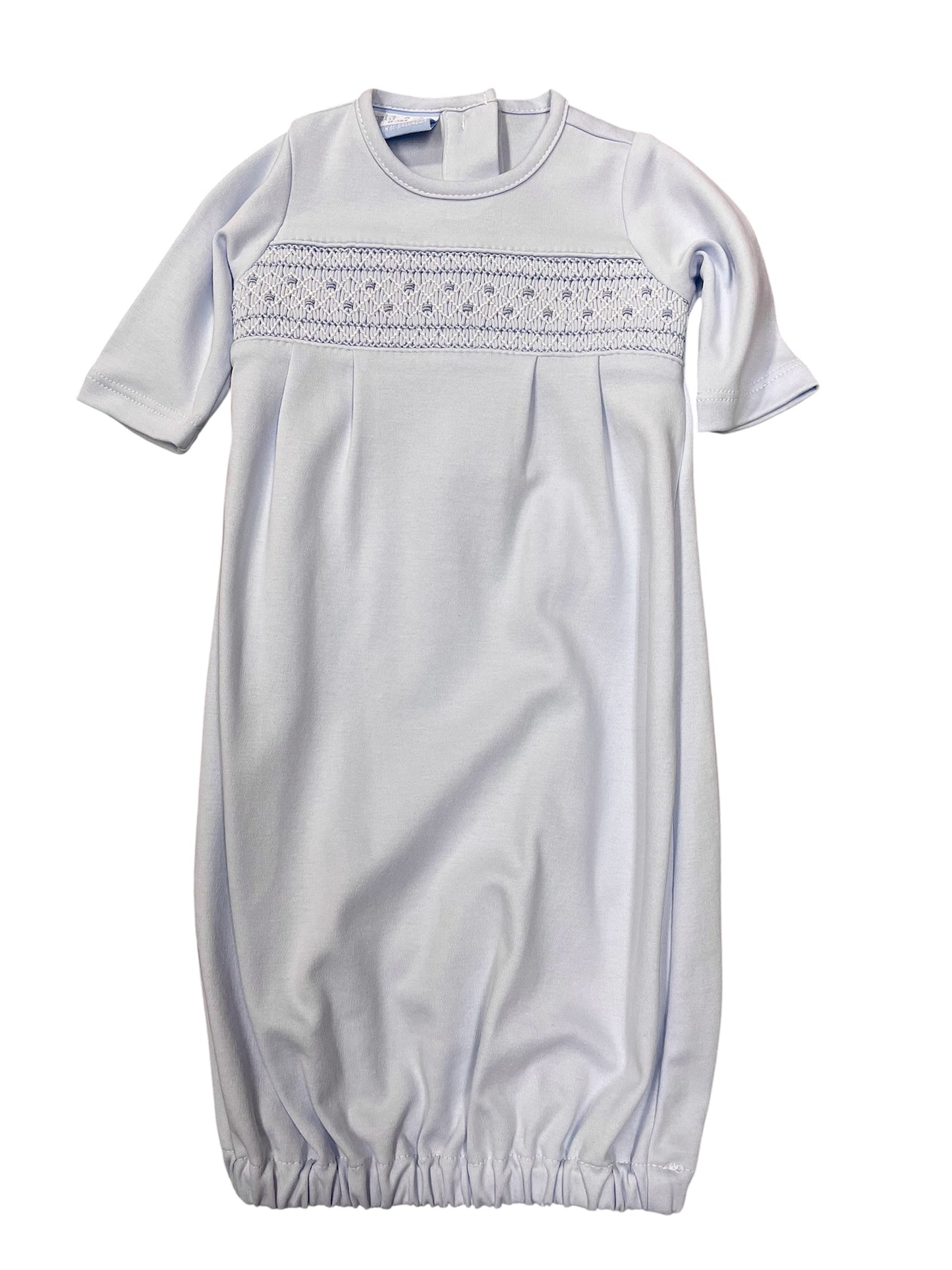 Petit Bebe Smocked Blue Gown - 0/3 M