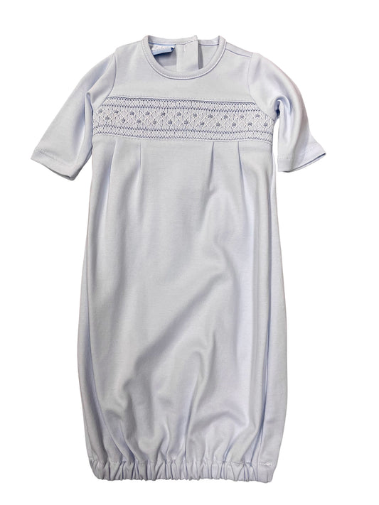 Petit Bebe Smocked Blue Gown - 0/3 M
