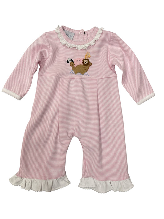 Squiggles Noah's Ark Pink with Ruffles Romper