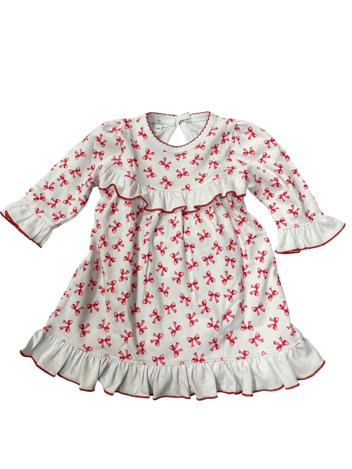 Magnolia Baby Scarlett Bows Ruffle L/S Dress