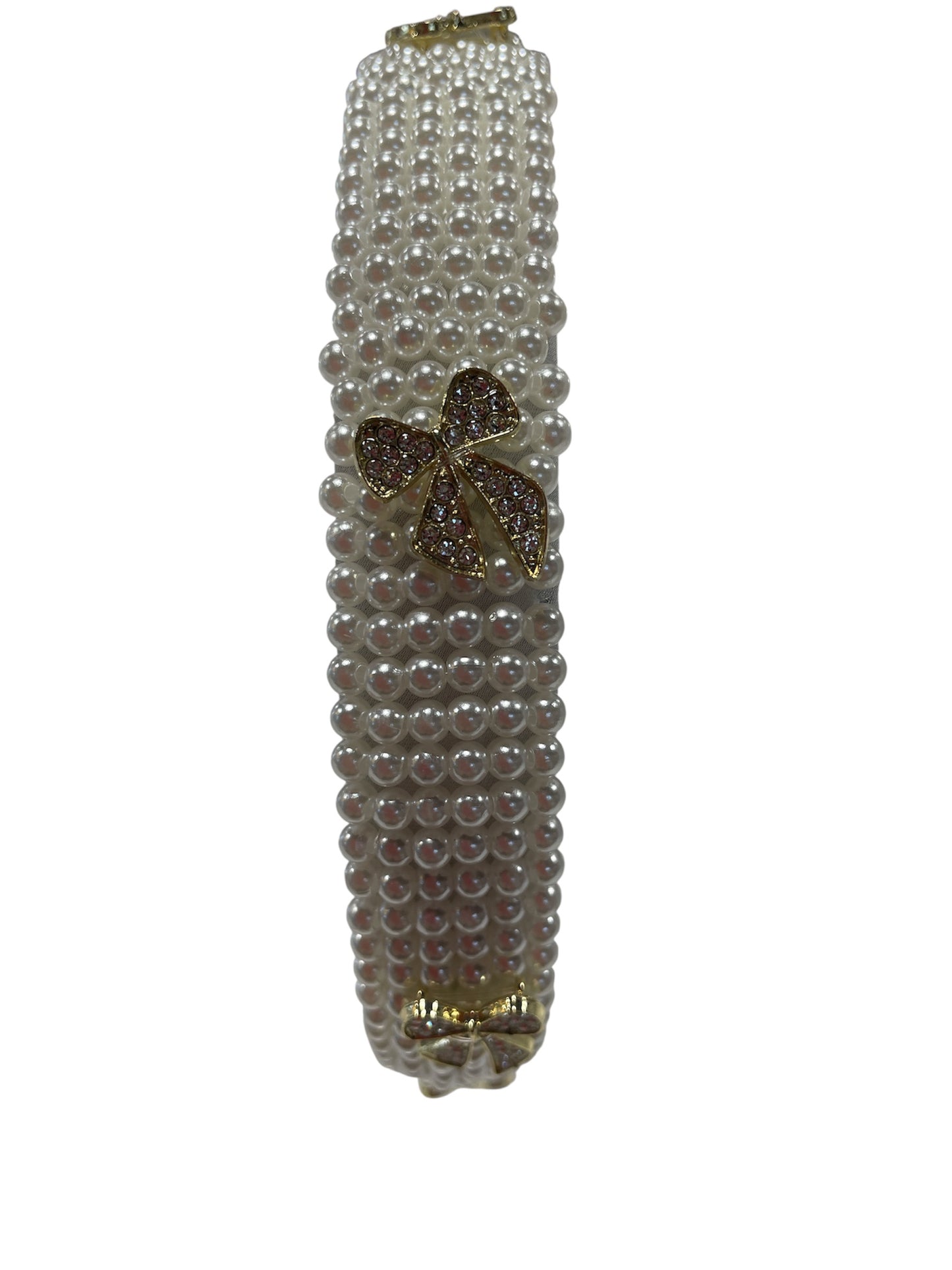 Bari Lynn Full Pearl with Bow Charms Headband