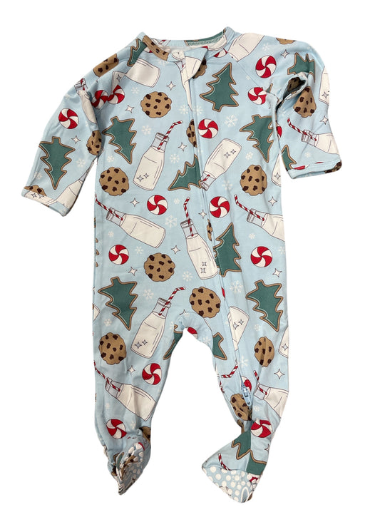 SB Santa's Cookies Zippered Footie -Blue