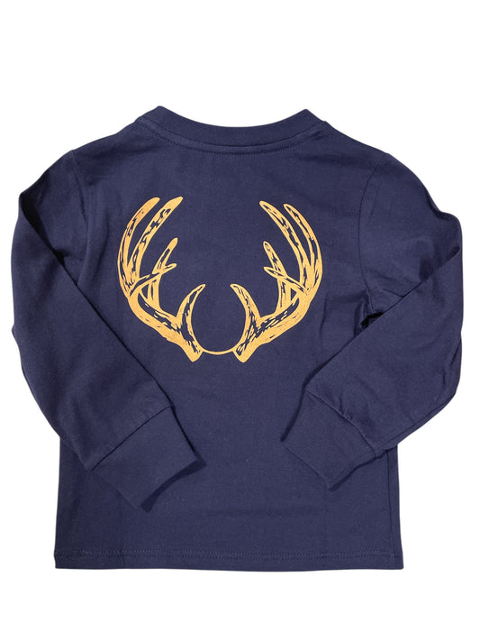 Coolybri Navy Antlers Graphic Pocket Tee L/S