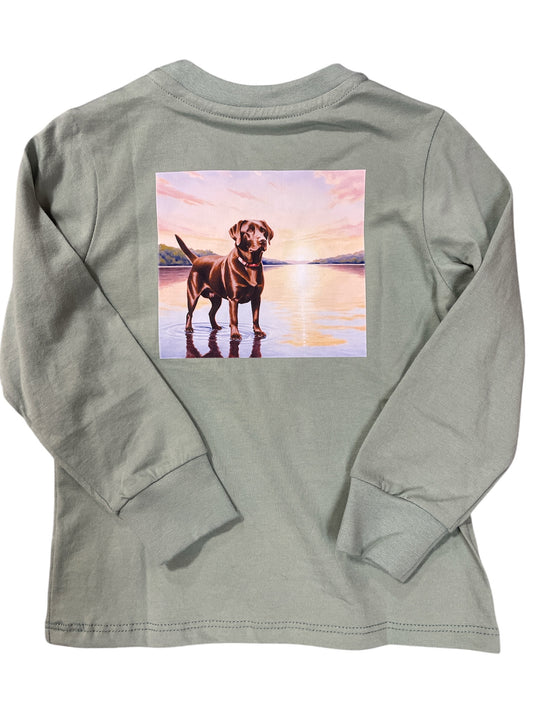 Coolybri Sage Dog Graphic Pocket Tee L/S
