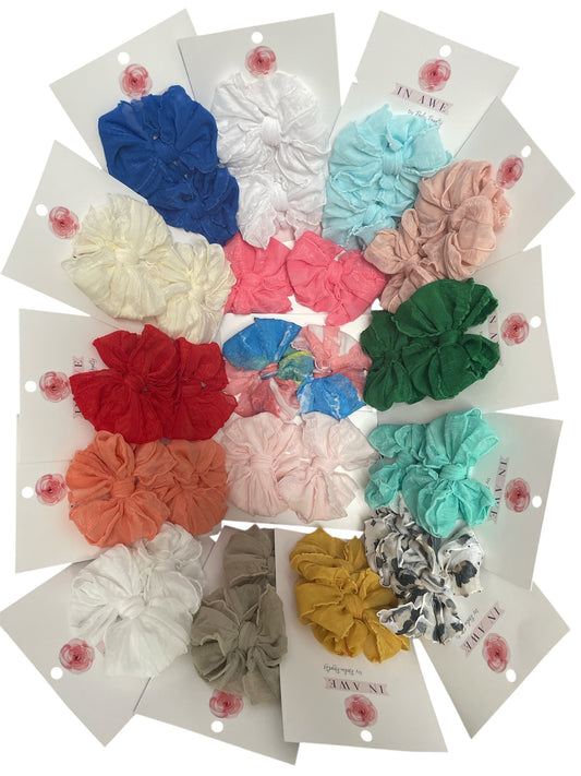 Ruffled Hairbow Clip Set