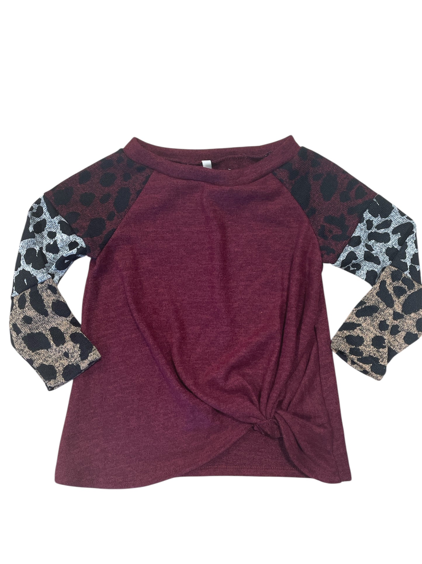 GtoG Animal Print 3/4 Sleeved Top - Wine