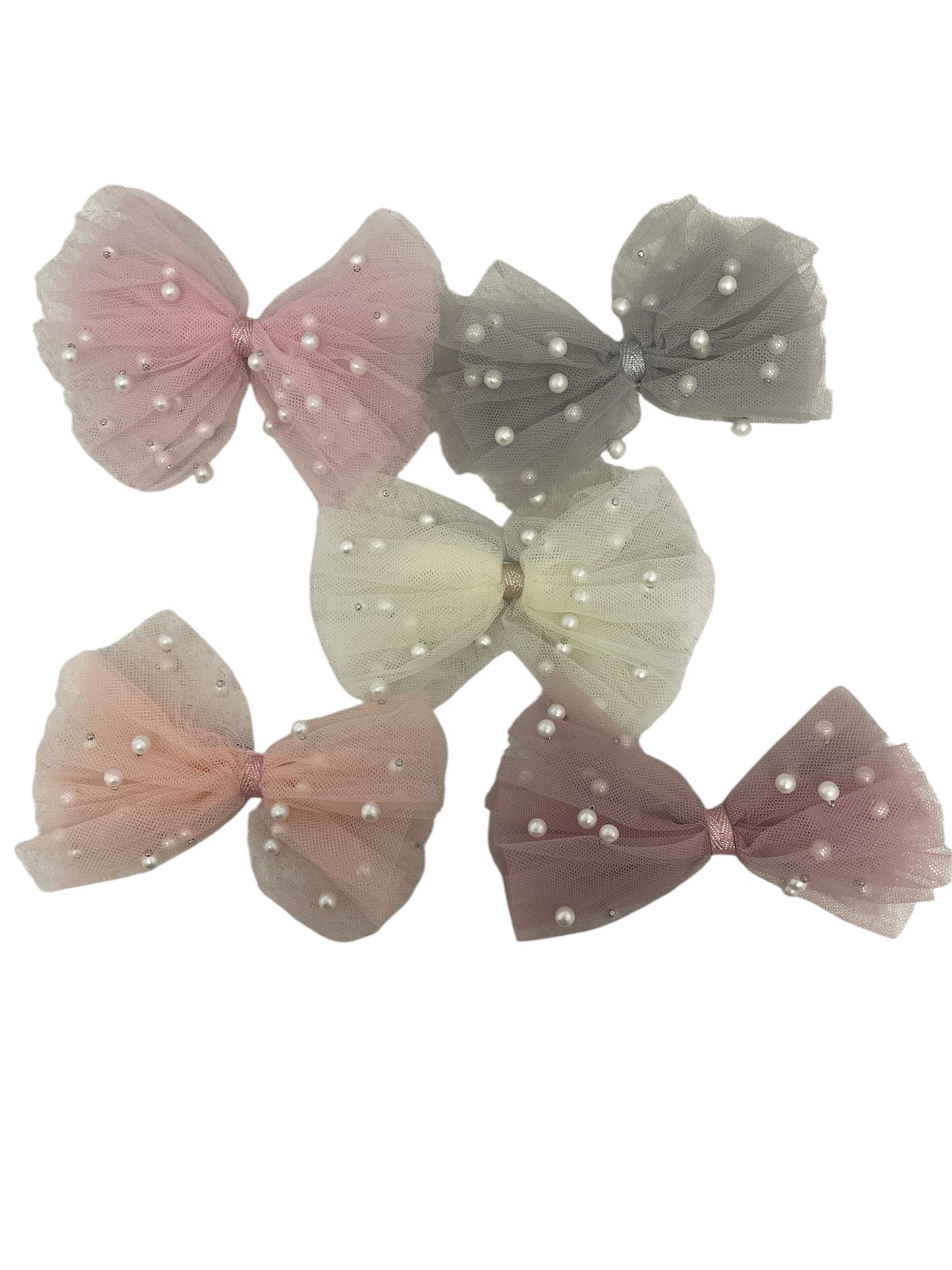 Pearl Accented Hairbow Clips