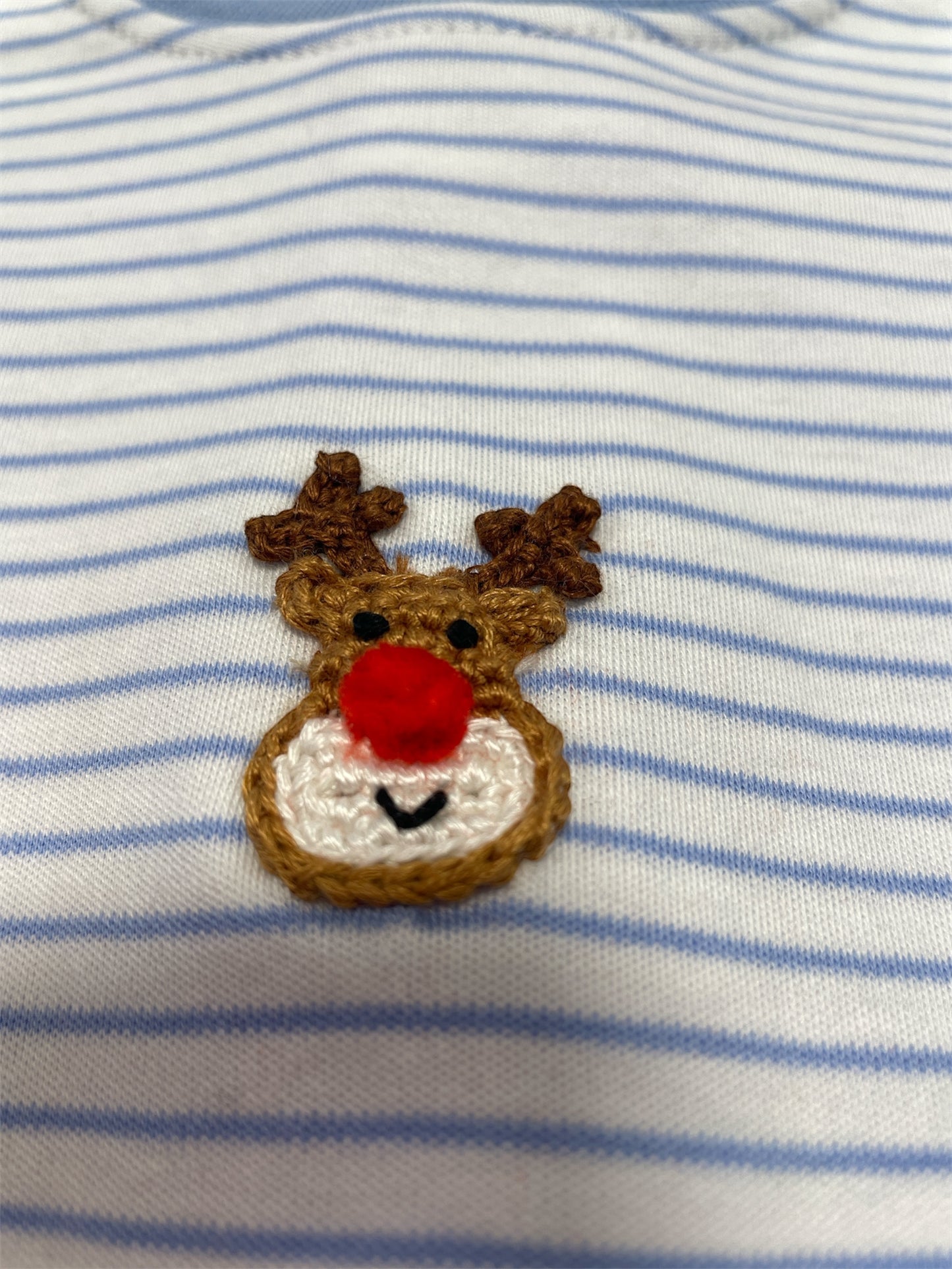 Petit Bebe Rudolph Girls Blue Stripe Romper