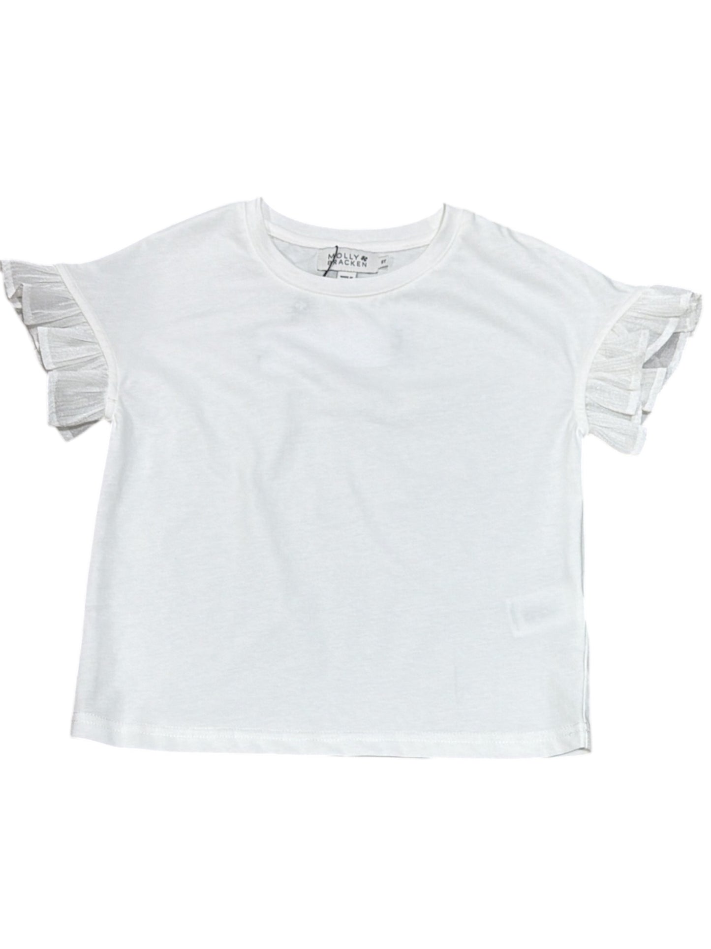 Molly Brecken Flutter Sleeve White Tee