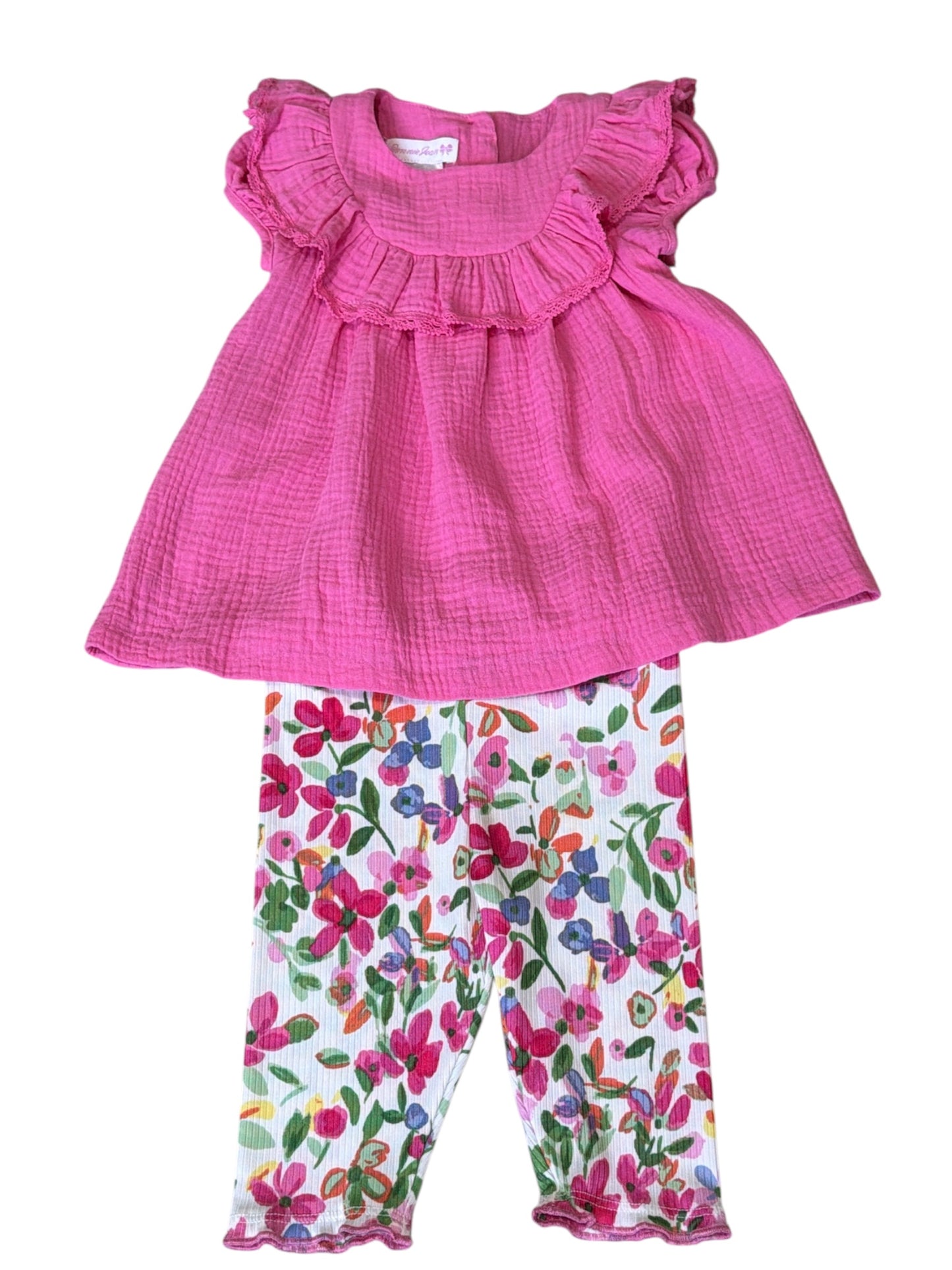 Bonnie Jean Spring Flowers Capri Set