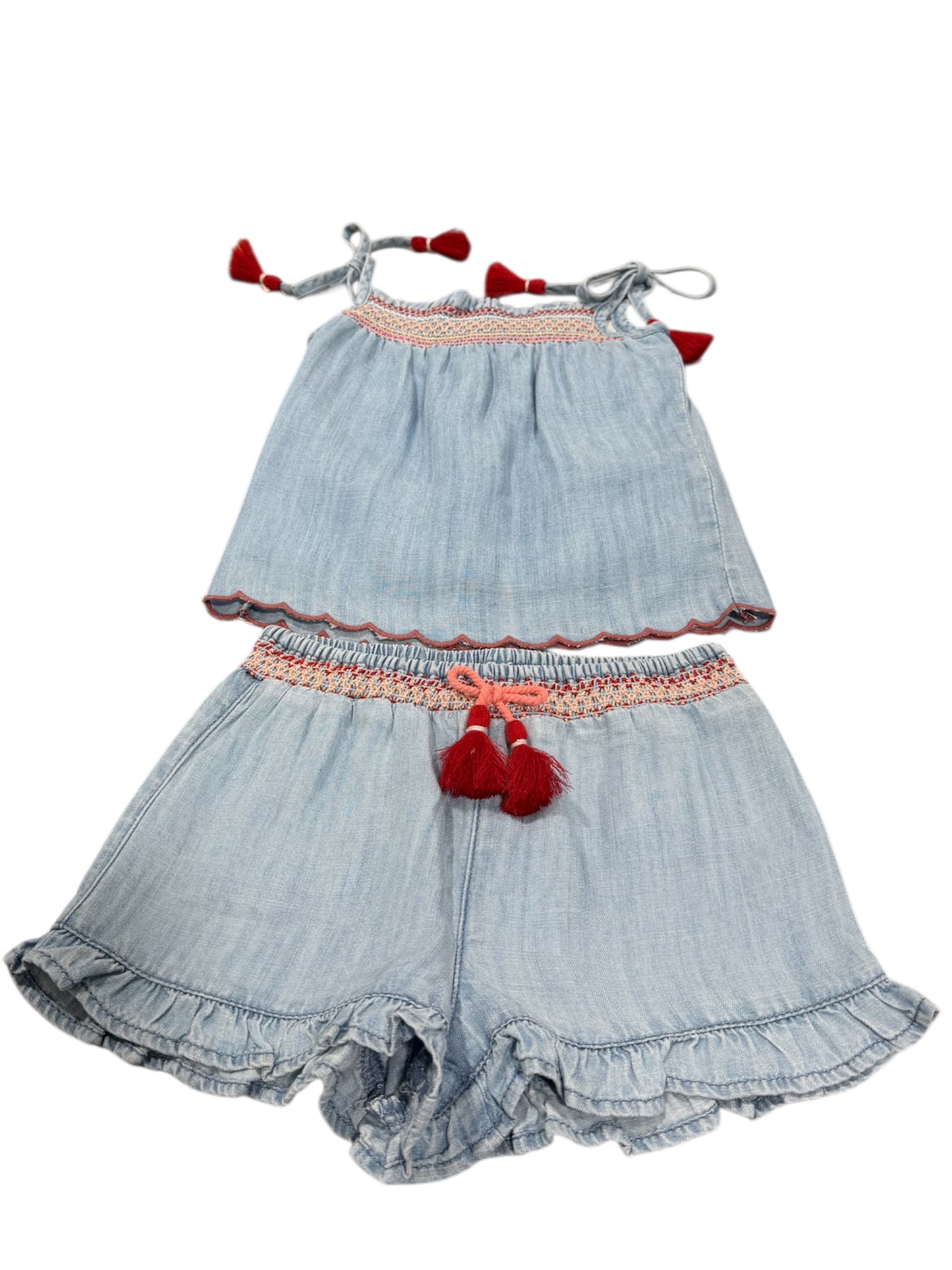 Blu & Blue Chambray Two-Piece Smocked Set
