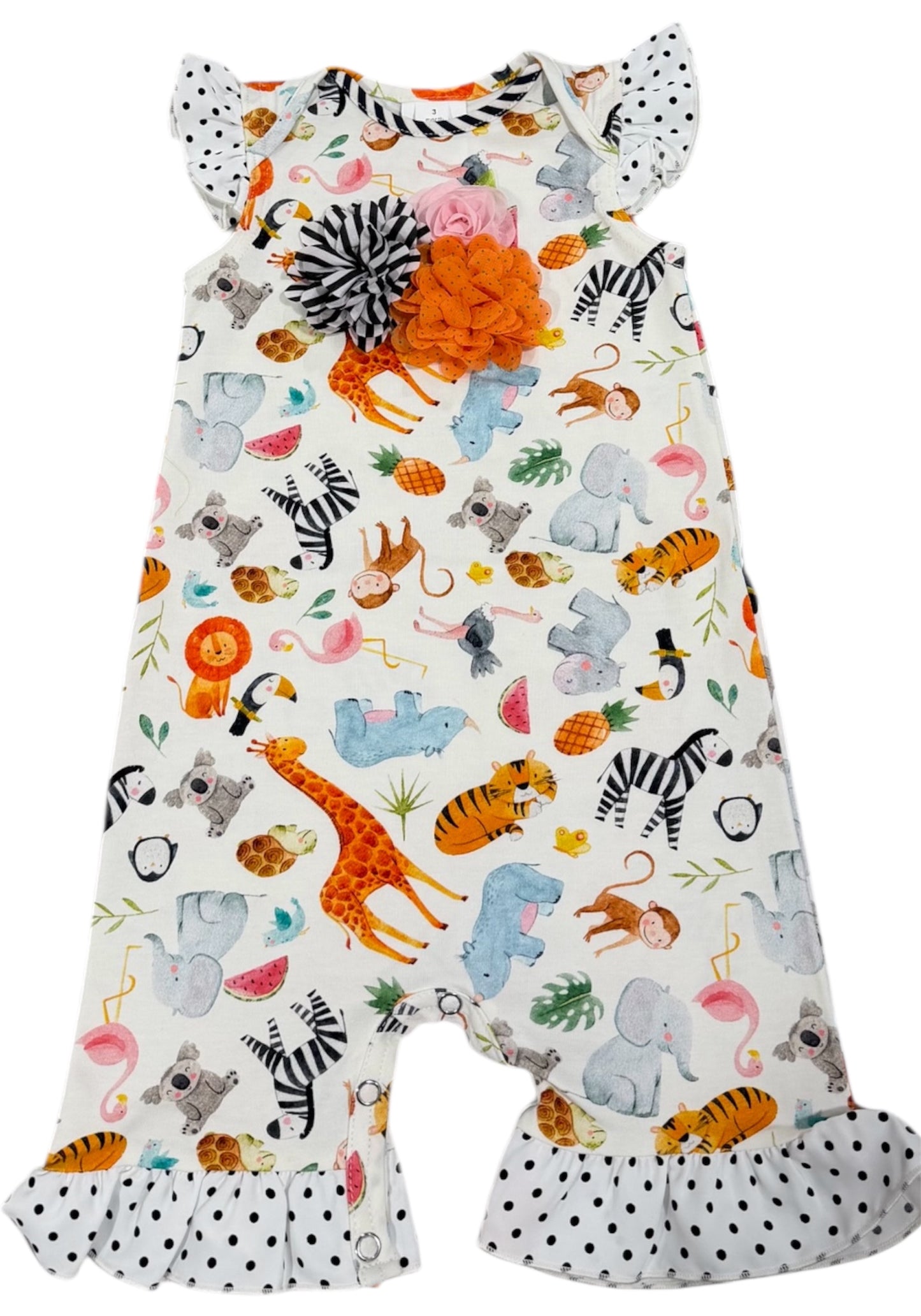 ZaZa Zoo Ruffle One-Piece Romper - Girls