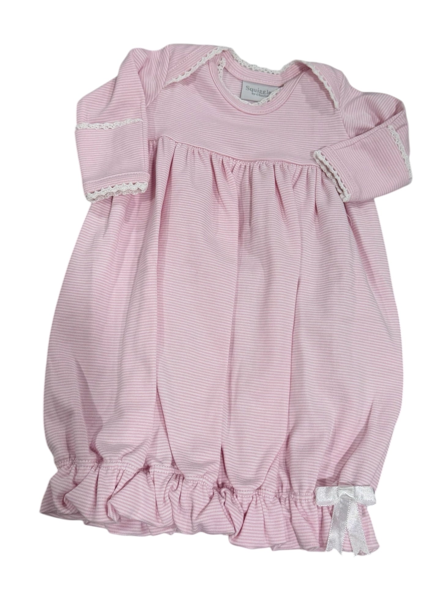 Squiggles Lap Shoulder Gown W/Crochet - Pink