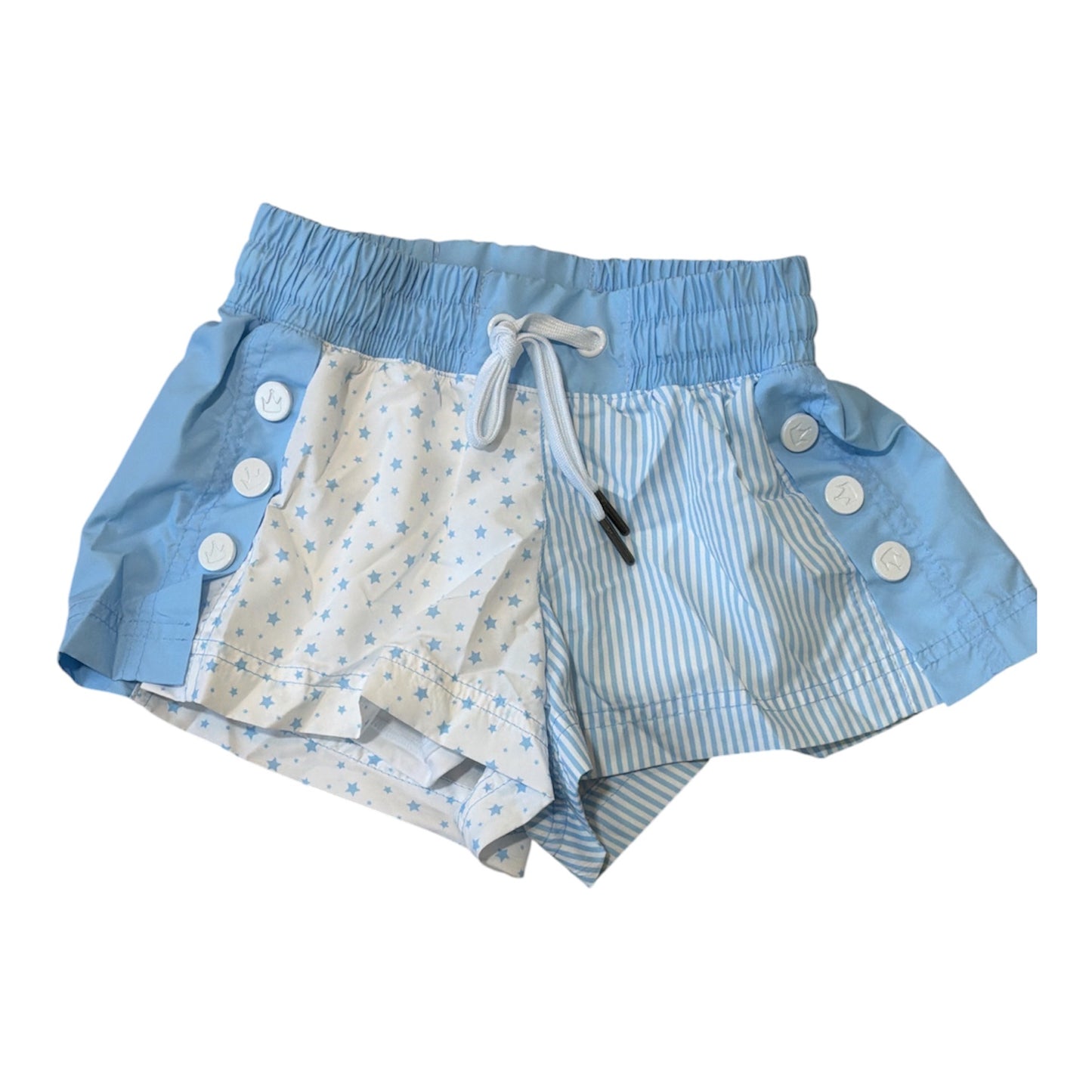 Azarhia Stars & Stripes Color Block Shorts - Lt Blue