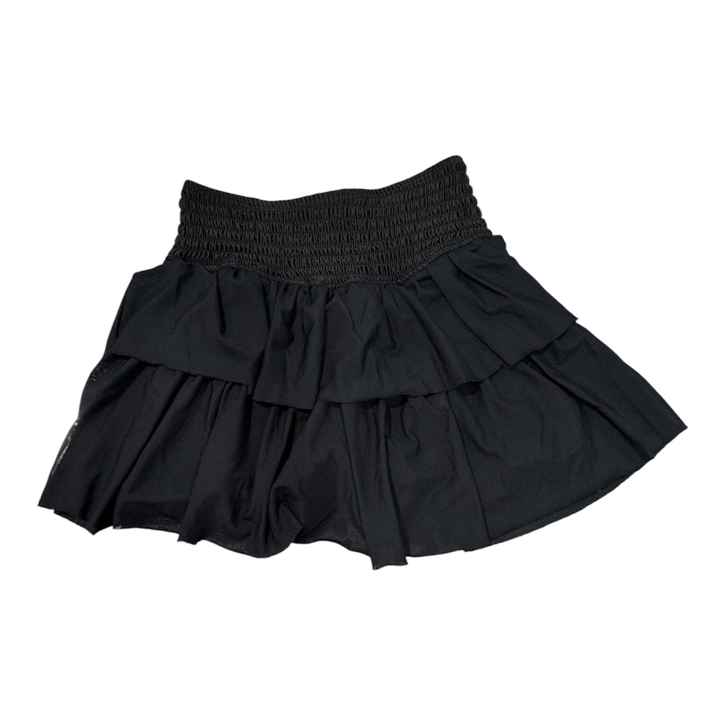 Azarhia Mesh Tiered Ruffle Skort - Black