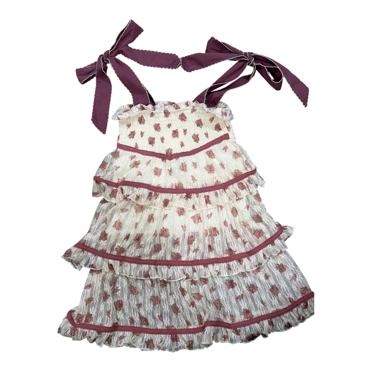 Peach Love Ditsy Flower Printed Lace Dress