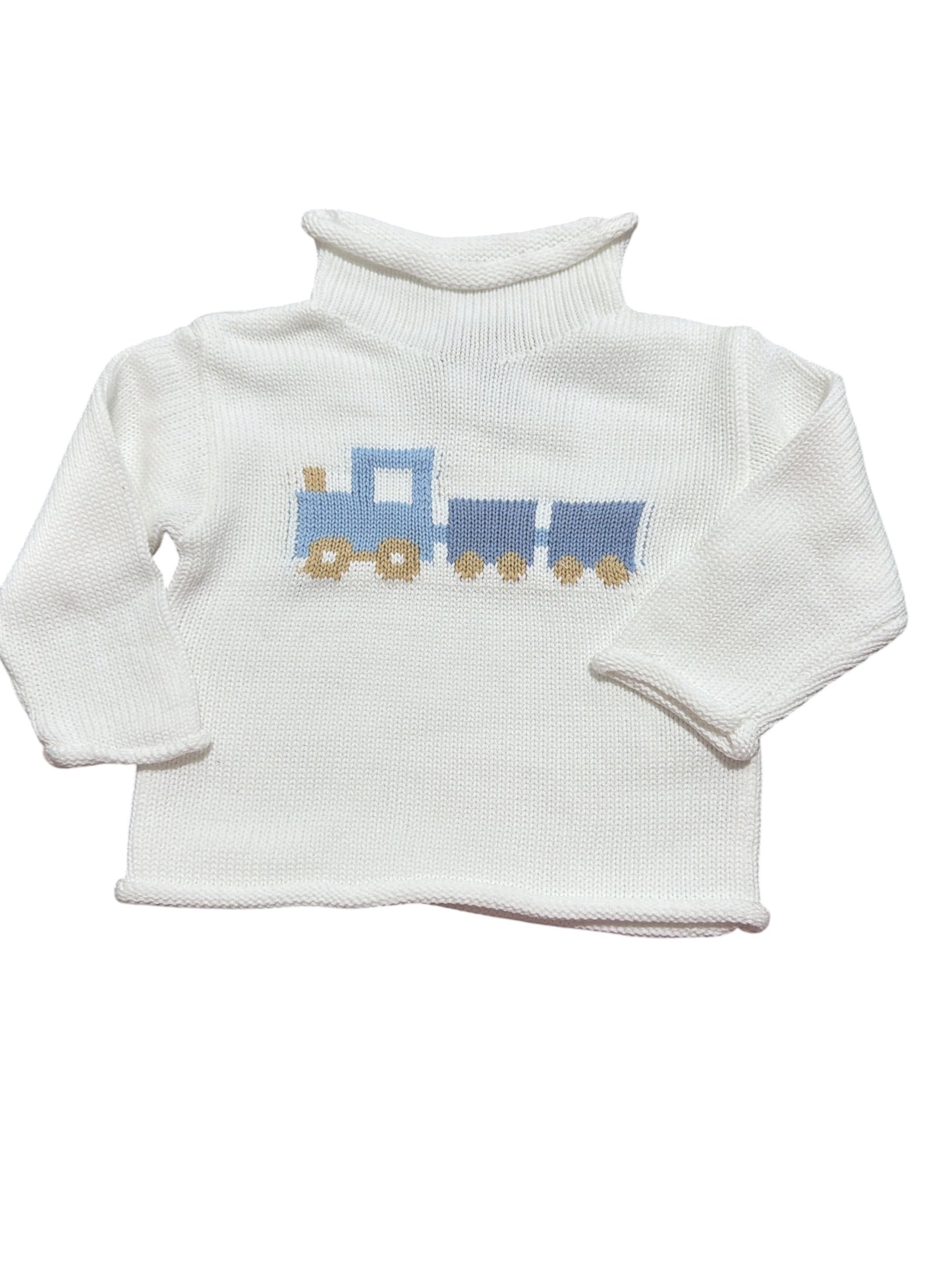Mud Pie Train Baby Rollneck Sweater