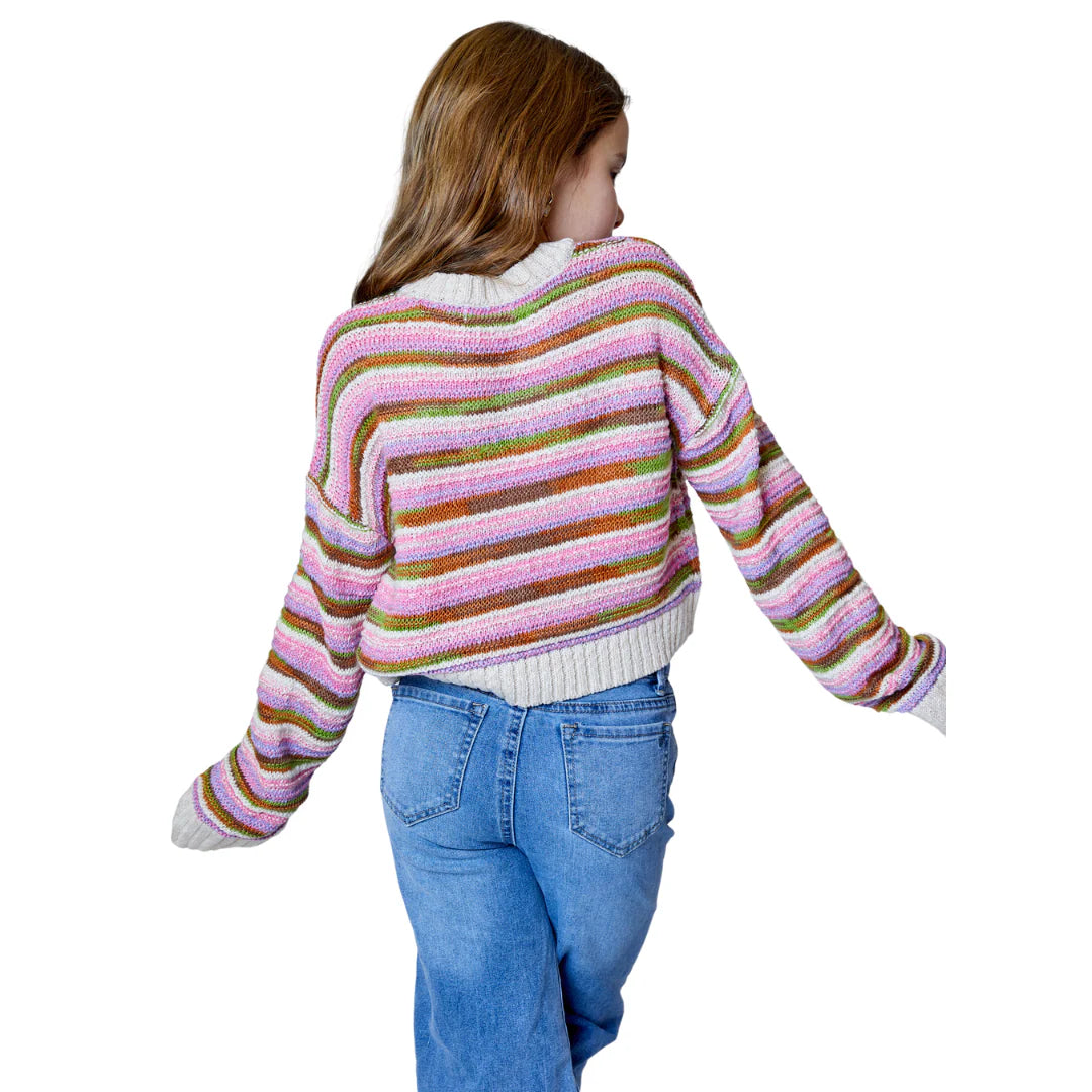 Design History Girls Natural Brown Combo Sweater