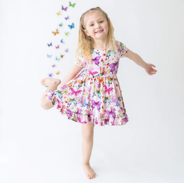 Watercolor Butterfly Twirl Dress