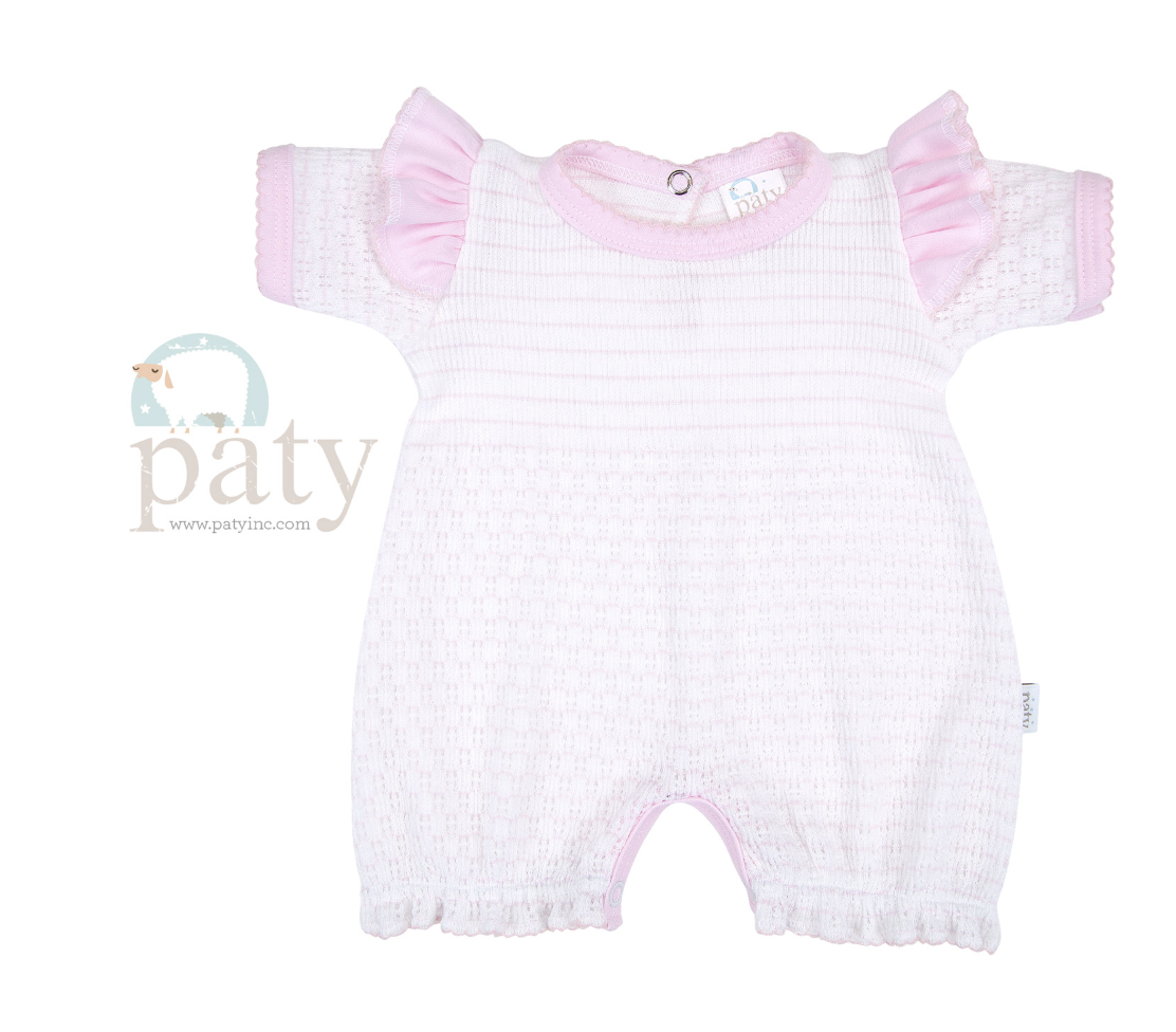 Paty Pinstripe Angel Sleeve Bubble Pink w/ Pink
