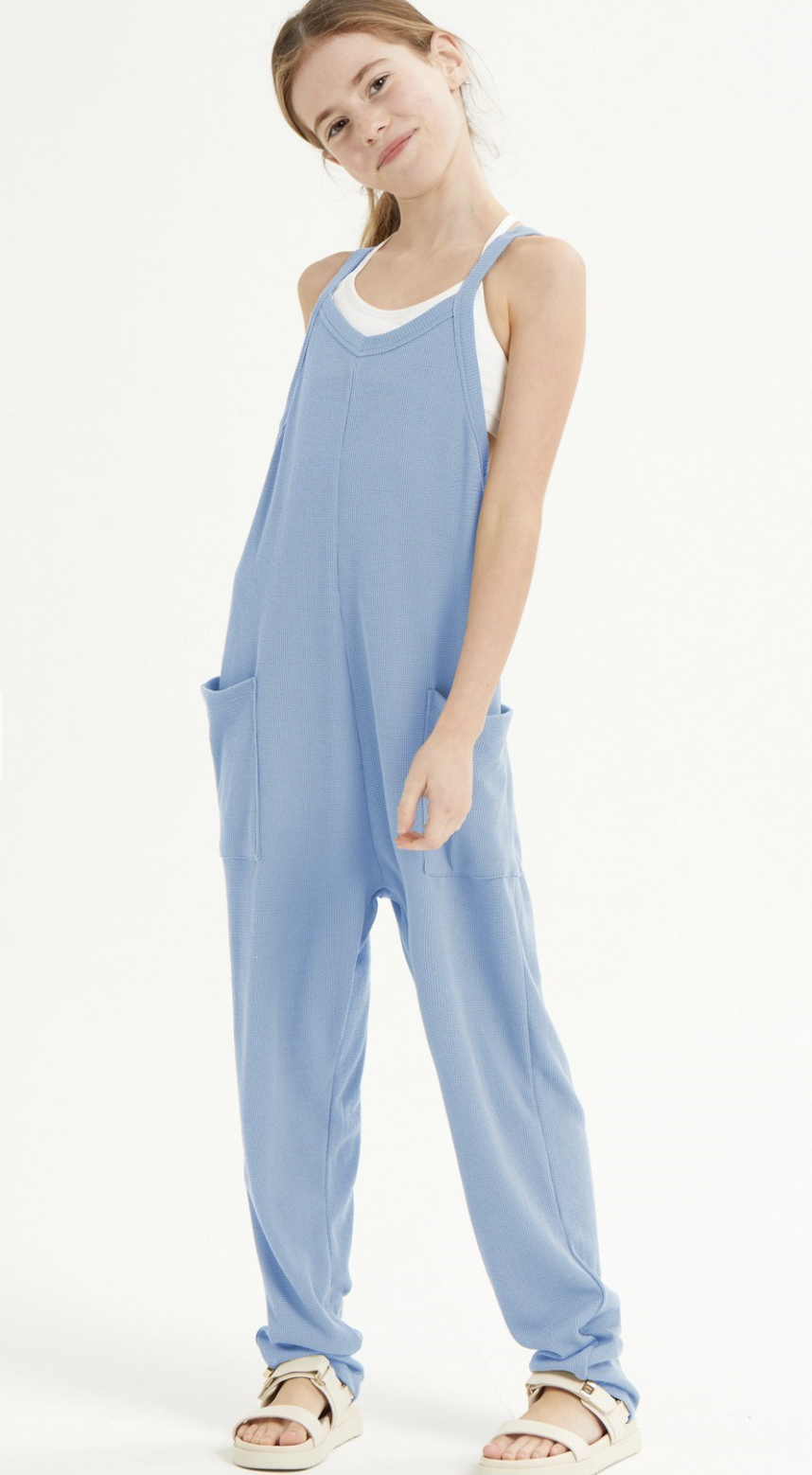 Sleeveless Thermal Jumpsuit Blue