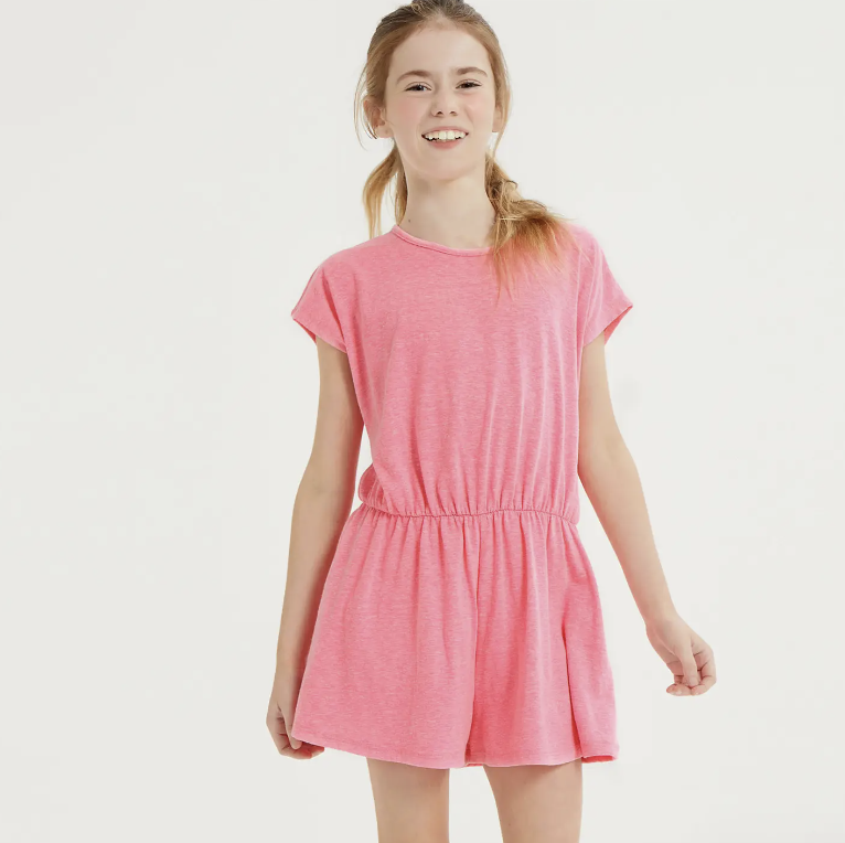 Pink Neon Back Button Skort Romper