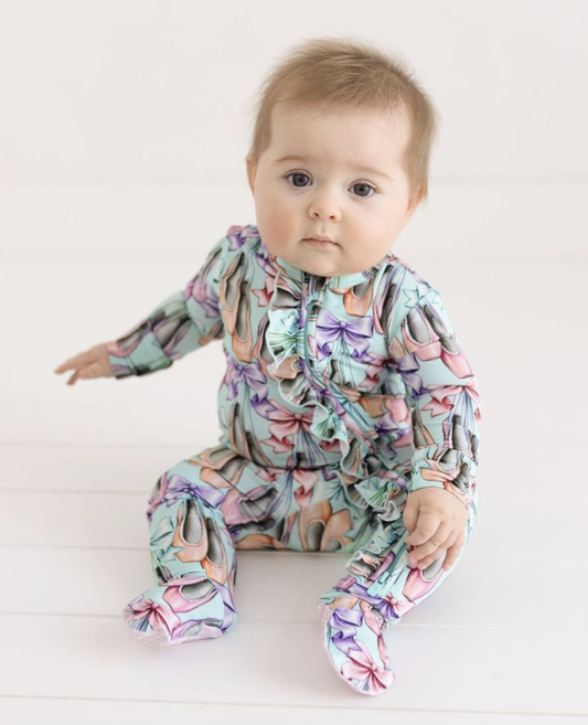 Posh Peanut Irina Footie Ruffled Zippered One Piece