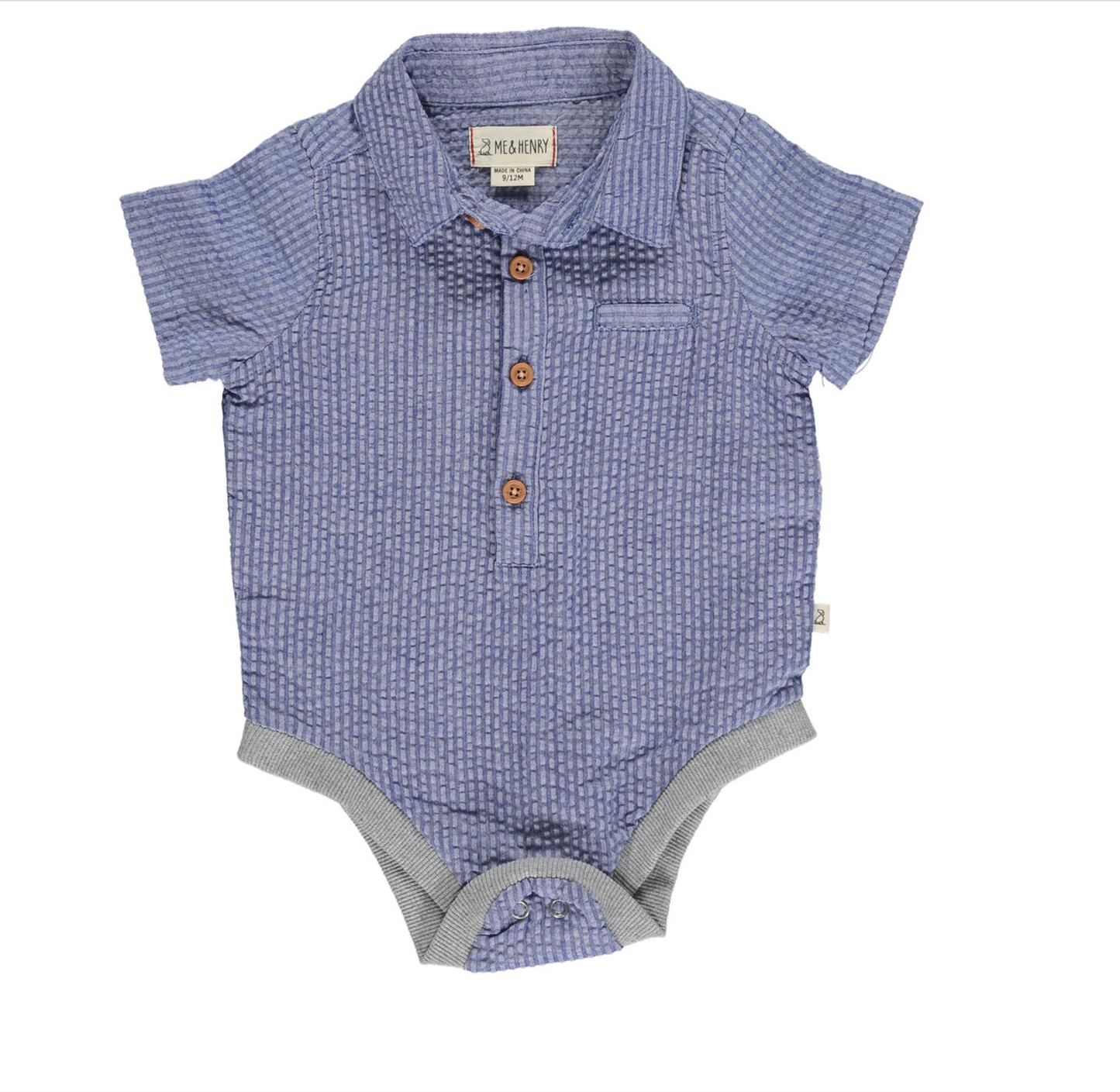Helford Navy Seersucker Woven Onesie