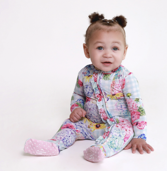 Posh Peanut Nicolette Footie Ruffled Zippered One Piece