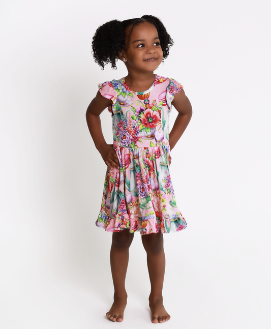 Posh Peanut Elizabeth Cap Sleeve Ruffled Twirl Dress