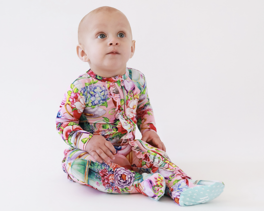 Posh Peanut Elizabeth Footie Ruffled Zippered One Piece