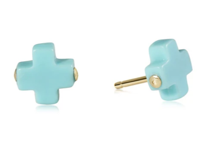 Enewton Signature Cross Stud - Turquoise