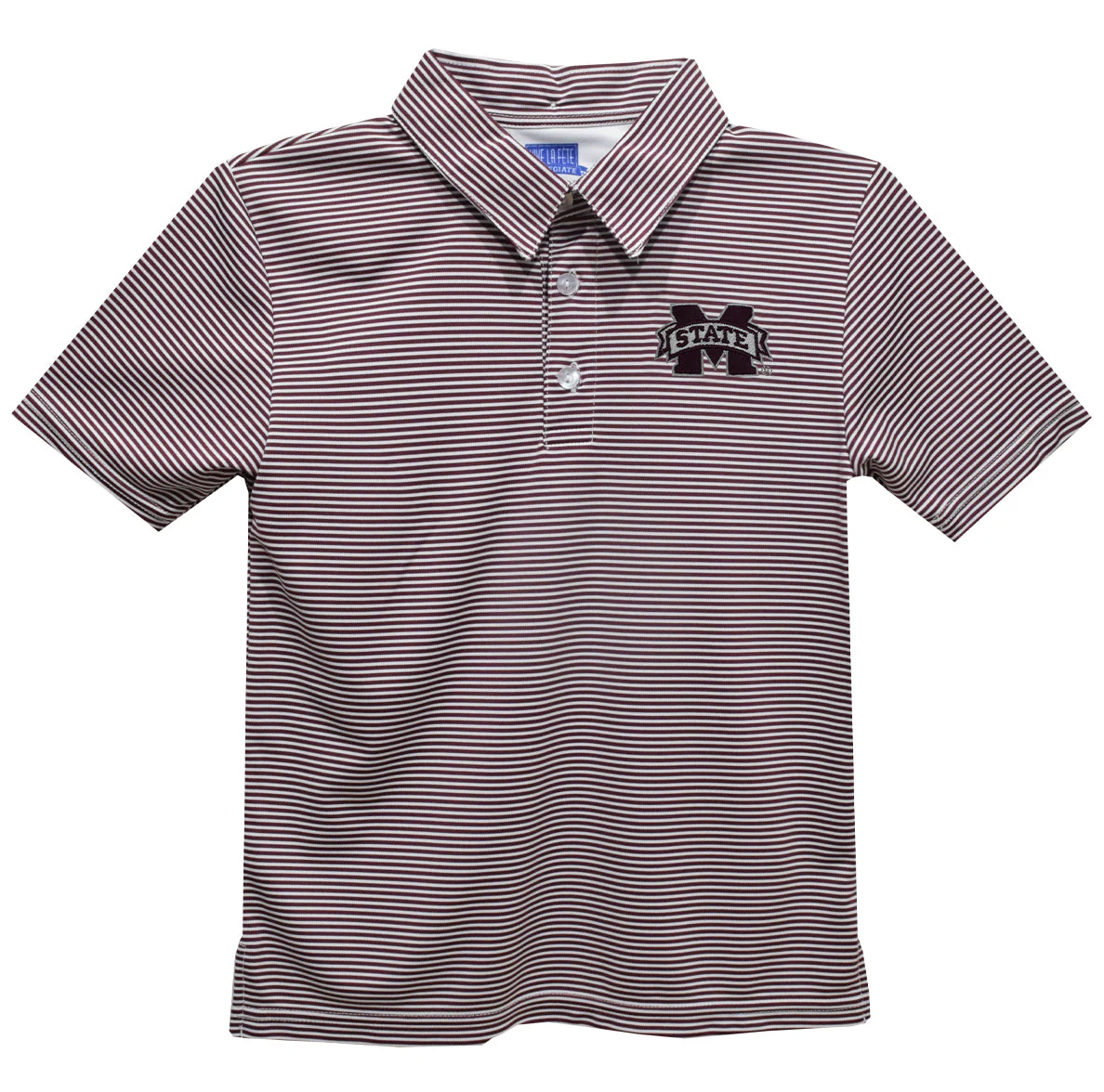 Mississippi State Bulldogs Embroidered Maroon Stripes Polo